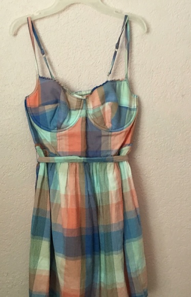 Hollister Multicolor Pastel Plaid Mini Dress - Picture 1 of 3